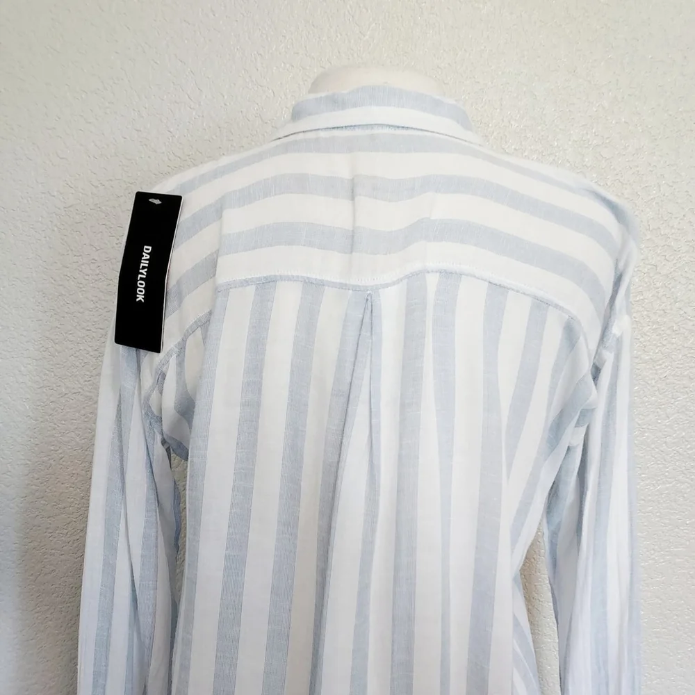 Thread & Supply Blue & White Striped Button Up Size XS - Picture 8 of 11